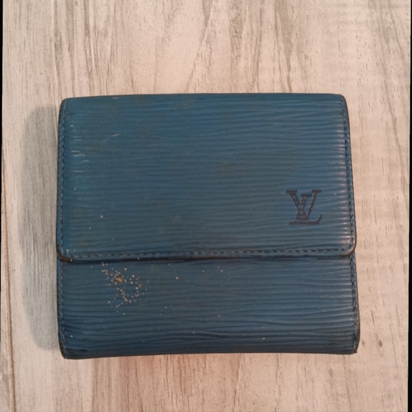 LOUIS VUITTON VINTAGE BLUE EPI LEATHER PORTE MONNAIE BILLETS WALLET  SP0926 - Picture 1 of 12